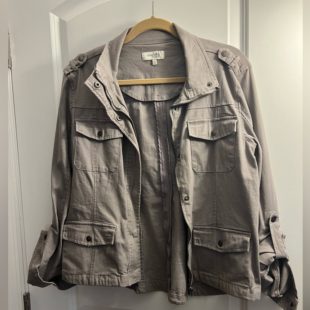 Charlotte Russe Women's Utility Jacket in Gray